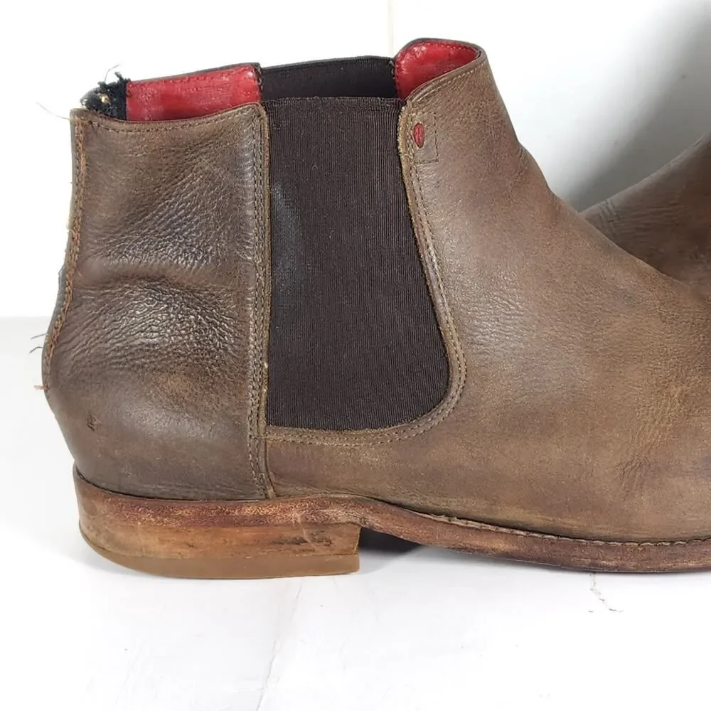 Freebird by Steven Men's Brown Leather Chelsea Boots with Red Lining
